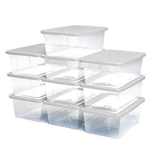 Load image into Gallery viewer, Homz Plastic Storage Bins, Snap Lock White Lids, 6 Quart, Clear, Stackable, 10-Pack