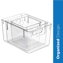 Load image into Gallery viewer, Set Of 6 Clear Pantry Organizer Bins Household Plastic Food Storage Basket with Cutout Handles for Kitchen, Countertops, Cabinets, Refrigerator, Freezer, Bedrooms, Bathrooms