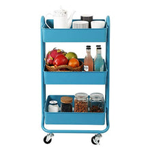 Load image into Gallery viewer, DESIGNA 3 Tier Metal Rolling Utility Storage Carts Little Organization Cart with Wheels for Office Indoor Home Kitchen Outdoor, Turquoise