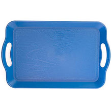 Load image into Gallery viewer, 10-Pack Handled Cafeteria Trays - 14" x 9" Rectangular Wood Grain Textured Plastic Food Serving TV Tray - Great for Restaurant Buffets, Diners, School Lunch, Cafe Commercial Kitchen - Set of 10 (Blue)
