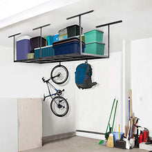 Load image into Gallery viewer, FLEXIMOUNTS 3x8 Overhead Garage Storage Rack Adjustable Ceiling Storage Rack Heavy Duty 96" Length x 36" Width x 40" Height (Black)
