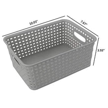 Load image into Gallery viewer, Kiddream Set of 6 Plastic Weave Storage Basket Pantry Organizing Bin (grey)