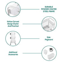 Load image into Gallery viewer, DESIGNA 3-Tier Rolling Cart, Utility Cart with Handle, Extra 3 Storage Accessories, Removable Pegboard, Easy Assembly Craft Carts for Kitchen, Bathroom, Office, Metal, White