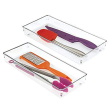 Load image into Gallery viewer, iDesign Linus Plastic Kitchen Drawer Organizer for Silverware, Spatulas, Cutlery, Gadgets, Office Supplies, Cosmetics, Set of 2, Clear
