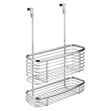 Load image into Gallery viewer, iDesign Axis Over the Cabinet 2-Tier Kitchen Storage Basket Organizer for Aluminum Foil, Sandwich Bags, Cleaning Supplies, Garbage Bags, Bath Supplies, Chrome