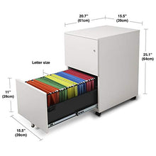 Load image into Gallery viewer, Aurora Modern Soho Design 2-Drawer Metal Mobile File Cabinet with Lock Key/Fully Assembled, White