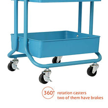 Load image into Gallery viewer, DESIGNA 3 Tier Metal Rolling Utility Storage Carts Little Organization Cart with Wheels for Office Indoor Home Kitchen Outdoor, Turquoise