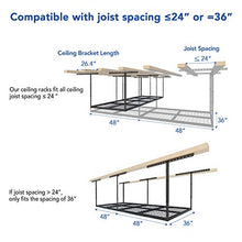 Load image into Gallery viewer, FLEXIMOUNTS 3x8 Overhead Garage Storage Rack Adjustable Ceiling Storage Rack Heavy Duty 96" Length x 36" Width x 40" Height (Black)