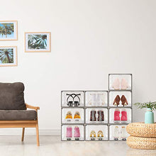 Load image into Gallery viewer, ASKITO Drop-front Shoe Box, Large Shoe Containers Display Case with Magnet Door, Clear Plastic Shoe Organizer Stackable, 3 Pack, 14.17 x 10.23 x 7.28 Inches