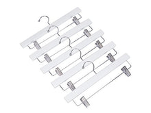 Load image into Gallery viewer, Amber Home Solid White Wooden Pants Skirt Hangers 10 Pack, Bottom Hanger for Slacks Trousers Jeans with 2-Adjustable Clips (White, 10)