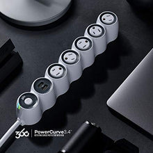 Load image into Gallery viewer, 360 Electrical 360529 PowerCurve 3.4A Surge Protector Power Strip with 5 Rotating Outlets, 2 USB Ports, 3.4A/17W USB Power, 6ft Power Cord and 1080 Joules Surge Protection Designed to Fit Large Plugs