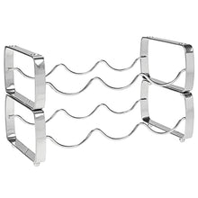 Load image into Gallery viewer, mDesign Metal Steel Free-Standing 6 Bottle Modular Wine Rack Storage Organizer for Kitchen Countertop, Table Top, Pantry, Fridge - Holder for Wine, Beer, Pop/Soda, Water, Stackable - Chrome