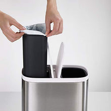 Load image into Gallery viewer, Joseph Joseph Split Step Trash Can Recycle Bin Dual Compartments Removable Buckets, 1.6 Gallon/6 Liter, Stainless Steel
