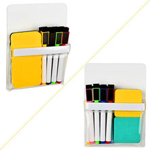 Load image into Gallery viewer, TecUnite 2 Pieces Magnetic Pencil Holder Plastic Cup Pencil Holders Storage Pocket for Refrigerator Whiteboard Pens Markers Locker Accessories