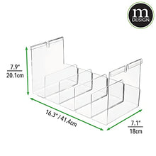 Load image into Gallery viewer, mDesign Plastic 5 Compartment Hanging Closet Storage Organizer Tray - Divided Sections for Holding Sunglasses, Wallets, Clutch Purses, Accessories - Hangs Below Shelving - Clear