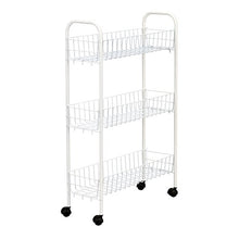 Load image into Gallery viewer, Household Essentials 05121 Slim Line 3-Tier Metal Storage Cart | Laundry Room Rolling Organizer | White
