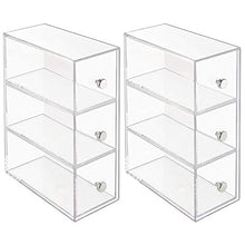 Load image into Gallery viewer, mDesign Home Office, Desk Organizer Storage Station for Storing Gel Pens, Erasers, Tape, Push Pins, Pencils, Markers - Space Saving - Use Vertically or Horizontally - 3 Drawers, 2 Pack - Clear