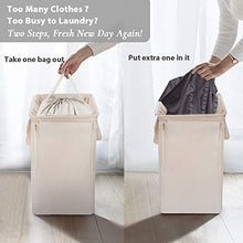 Load image into Gallery viewer, MCleanPin Canvas Laundry Hamper with 2 Removable Laundry bags and Sorting Card, Dirty Clothes Hamper Foldable Nursery hamper with 2 Handles Dorm Room Hamper for College(Beige)