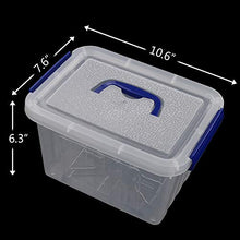 Load image into Gallery viewer, Hespapa 6 Quart Storage Bin, Plastic Latching Box/Container with Clear Lid, Dark Blue Handle and Latches, 4 Packs