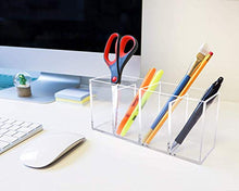 Load image into Gallery viewer, Isaac Jacobs 4-Compartment Clear Acrylic Organizer- Makeup Brush Holder- Storage Solution- Office, Bathroom, Kitchen Supplies and More (Clear)