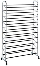 Load image into Gallery viewer, Whitmor 10 Tier Shoe Tower - 50 Pair - Rolling Shoe Rack with Locking Wheels - Chrome