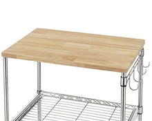 Load image into Gallery viewer, Finnhomy 3-Tier Wire Rolling Kitchen Cart, Food Service Cart, Microwave Stand, Oak Cutting Board and Chrome