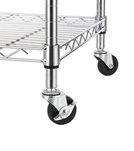Load image into Gallery viewer, Finnhomy 3-Tier Wire Rolling Kitchen Cart, Food Service Cart, Microwave Stand, Oak Cutting Board and Chrome