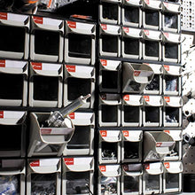 Load image into Gallery viewer, SHUTER Plastic Tilt Out Storage Bins for Parts, Tools, Arts, Crafts and Sewing Supplies Organization, 8 Tip Out Bins as Garage Storage cabinets, Black, FO-308-BK