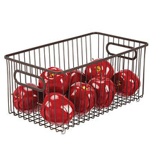 Load image into Gallery viewer, mDesign Metal Farmhouse Kitchen Pantry Food Storage Organizer Basket Bin - Wire Grid Design for Cabinets, Cupboards, Shelves, Countertops - Holds Potatoes, Onions, Fruit - 4 Pack - Bronze