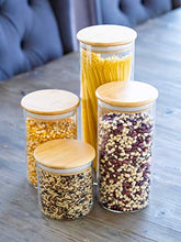 Load image into Gallery viewer, Glass Food Storage Containers with Lids by Sweetzer and Orange - Set of 4 Kitchen Canisters - Candy, Cookie, Rice and Spice Jars - Sugar or Flour Container - Big and Small Airtight Food Jar for Pantry