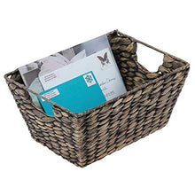 Load image into Gallery viewer, mDesign Natural Woven Hyacinth Closet Storage Organizer Basket Bin - Collapsible - for Cube Furniture Shelving in Closet, Bedroom, Bathroom, Entryway, Office - 4 Pack - Black Wash