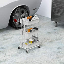 Load image into Gallery viewer, SimpleHouseware Heavy Duty 3-Tier Metal Utility Rolling Cart, White