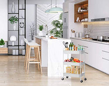 Load image into Gallery viewer, CAXXA 3-Tier Rolling Metal Storage Organizer - Mobile Utility Cart Kitchen Cart with Caster Wheels, White