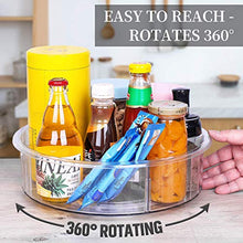 Load image into Gallery viewer, EN'DA Lazy Susan Cabinet Organizer Turntable Clear Home Organization Adjustable Divided Storage Bin For Seasoning,Candies,Snacks,Toys,Toiletries-12 Inches