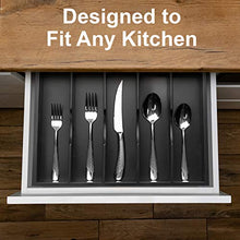 Load image into Gallery viewer, Bamboo Kitchen Drawer Organizer - Silverware Organizer/Utensil Holder and Cutlery Tray (Black)