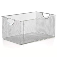 Load image into Gallery viewer, Silver Mesh Open Bin Storage Basket DVD Cd Book Holder, Closet Cabinet Organizer 12.1" x 7.87" x 5.87" Model #1116