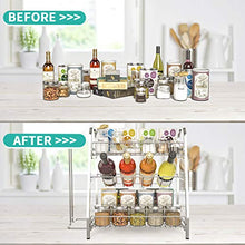 Load image into Gallery viewer, Spice Rack Organizer for Cabinet Countertop, 3-Tier Spice Organizer with Paper Towel Holder & 3 Hooks, Stainless Steel Storage Shelf with Guardrail for Kitchen Counter Bathroom Office