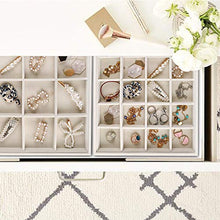 Load image into Gallery viewer, Mebbay Stackable Velvet Jewelry Trays Organizer, Jewelry Storage Display Trays All Velvet for Drawer, Earring Necklace Bracelet Ring Organizer, Set of 3 (Creamy White)