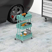 Load image into Gallery viewer, SimpleHouseware Heavy Duty 3-Tier Metal Utility Rolling Cart, Turquoise