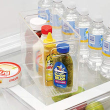 Load image into Gallery viewer, mDesign Tall Plastic Kitchen Pantry Cabinet, Refrigerator or Freezer Food Storage Bin with Handles - Organizer for Fruit, Yogurt, Snacks, Pasta - Food Safe, BPA Free - 10" Long - Clear