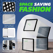 Load image into Gallery viewer, SHOEPREEM White Large - Shoe Boxes Clear Plastic Stackable, 6 pack- Shoe Box Storage Containers for Organizing Sneaker - Clear Container Organizers for Shoes - Sneaker Organizer Boot & Shoe box