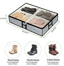 Load image into Gallery viewer, Under Bed Shoes Storage Organizer Bag Fits 12 Pairs Shoes and 4 Pairs Boots, Foldable Underbed Storage Bins Container for Kids, Men, Women Shoes Set of 2