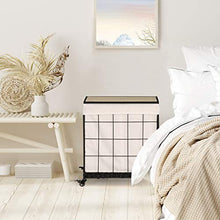 Load image into Gallery viewer, Laundry Hamper with Wood Lid and Divided Liner Bag;Durable Laundry Basket with Heavy Duty Rolling Lockable Wheels; Laundry Sorter with Removable Liner Bag (White)