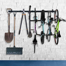Load image into Gallery viewer, Malson 60 inches Heavy Duty Tool Storage Rack Garage,Metal Black Adjustable Bike Rack Wall Mounted, Folded Garage Tool Rack,holders,organizer with 8 Hooks for Garden Tool Garage And Home
