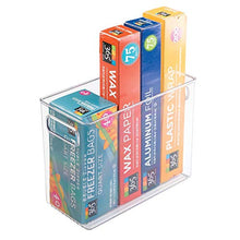 Load image into Gallery viewer, mDesign Tall Plastic Kitchen Pantry Cabinet, Refrigerator or Freezer Food Storage Bin with Handles - Organizer for Fruit, Yogurt, Snacks, Pasta - Food Safe, BPA Free - 10" Long - Clear