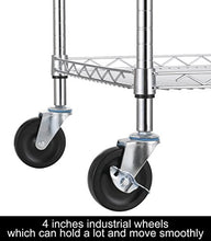 Load image into Gallery viewer, Finnhomy 3 Tier Heavy Duty Commercial Grade Utility Cart, Wire Rolling Cart with Handle Bar, Steel Service Cart with Wheels, Utility Shelf Plant Display Shelf Food Storage Trolley, NSF Listed