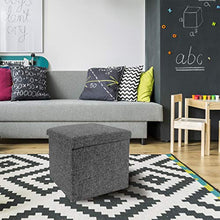 Load image into Gallery viewer, Seville Classics Foldable Storage Footrest Toy Box Coffee Table Chest Ottoman, 1-Pack, Modern Gray