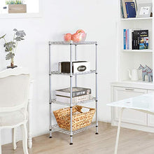 Load image into Gallery viewer, JS HANGER Wire Shelving Unit, 4-Tier Heavy Duty Height Adjustable Rolling Metal Shelves for Storage, 440 lbs Capacity, 23.23''W X 13.4''D X 47.24''H, Silver