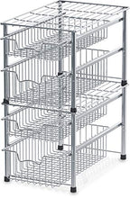 Load image into Gallery viewer, SimpleHouseware Stackable 2 Tier Sliding Basket Organizer Drawer, Chrome