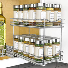 Load image into Gallery viewer, Lynk Professional Slide Out Double Spice Rack Upper Cabinet Organizer, 6-1/4", Chrome